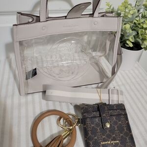Nanette Lepore Cream and Clear Tote Bag With Wallet
